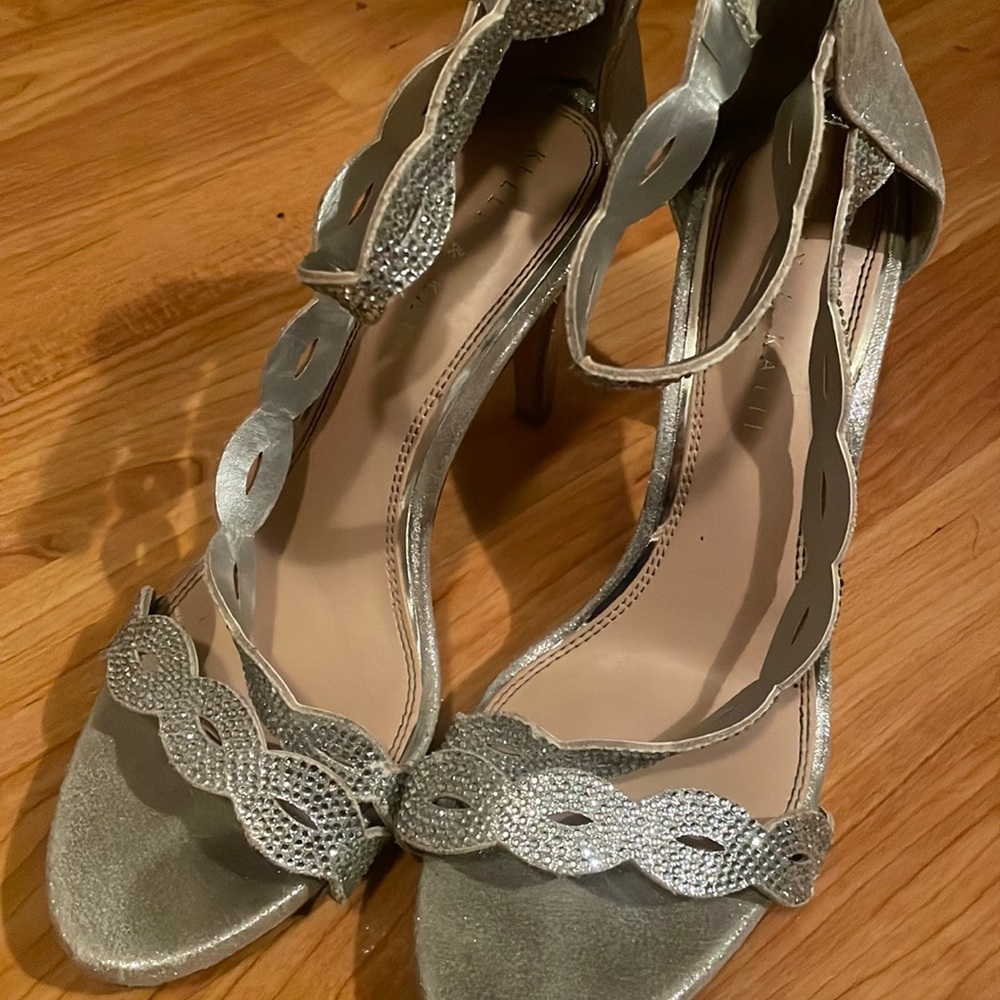 silver high heels!!